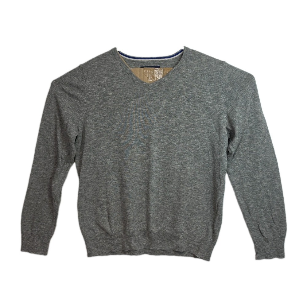 American Eagle V-Neck Sweater Men's Size L Gray Long Sleeves Lightweight